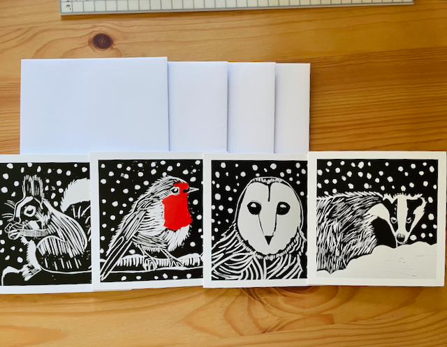 Animals In The Snow -Christmas Card -Single Card and Envelope