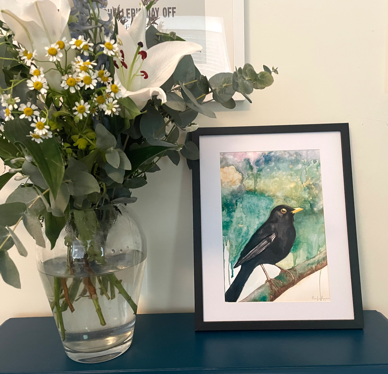 Blackbird Print-Blackbird Watercolour Print