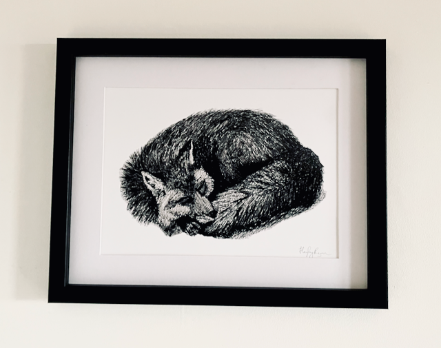 Fox Print-Fox Ballpoint Pen Drawing Print