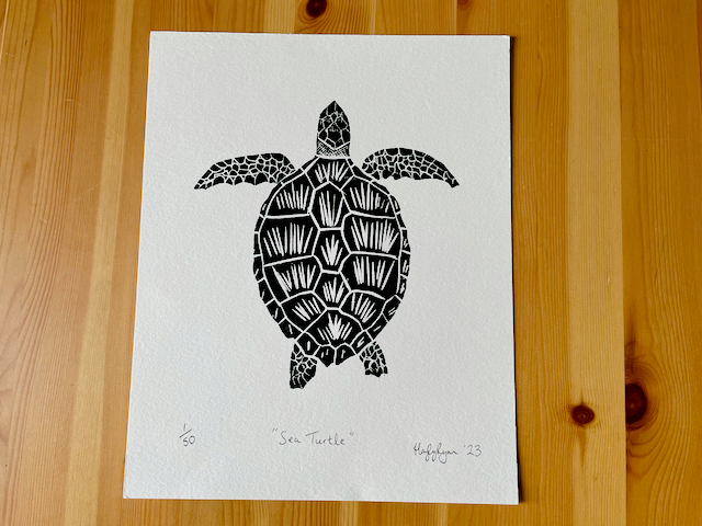 Turtle Linoprint-Sea Turtle