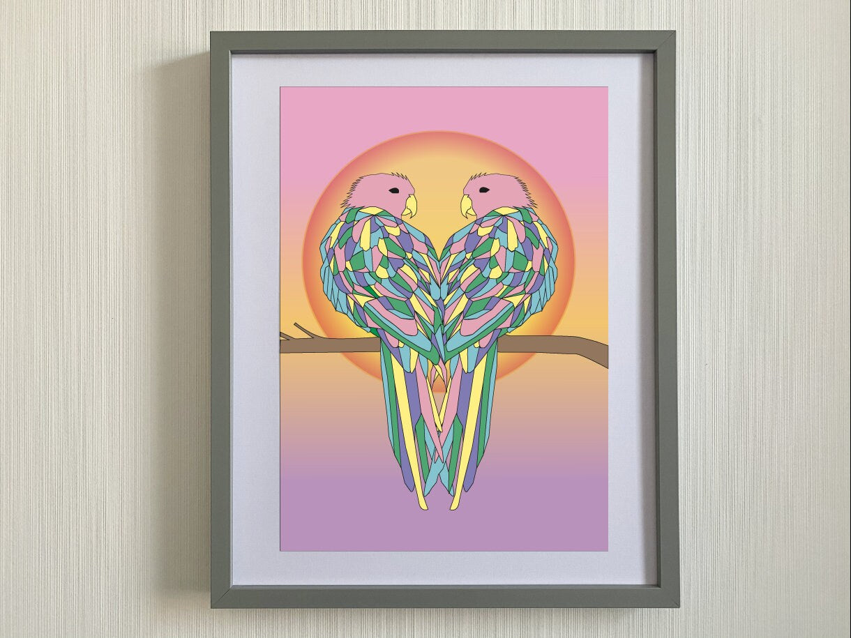 Birds Print -Soft Colours