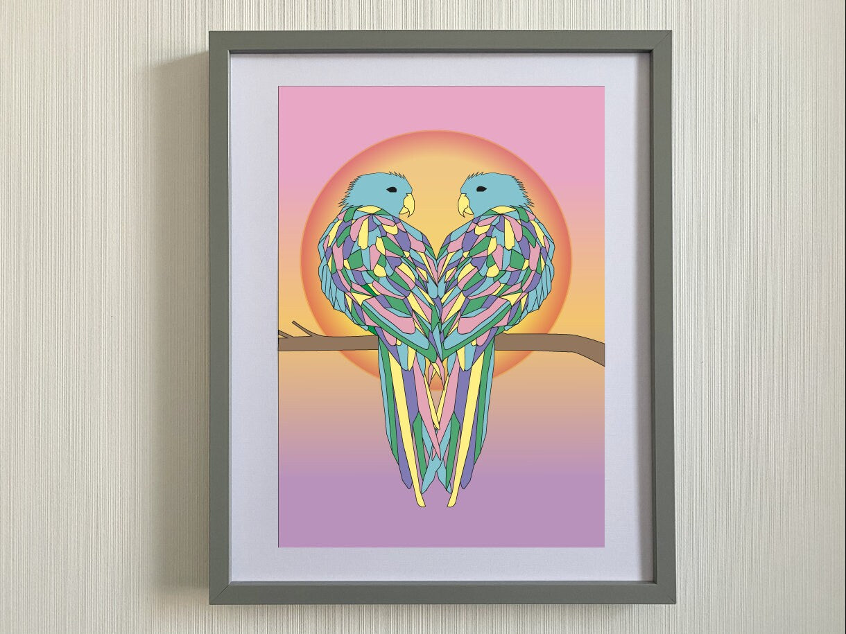 Birds Print -Soft Colours