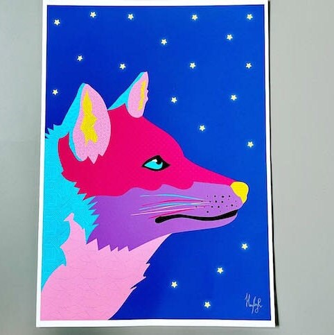 Fox Print-Fox In The Night