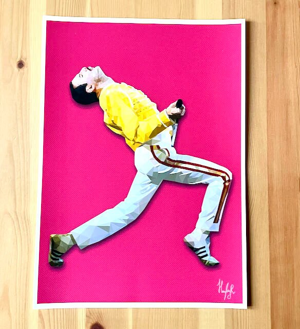 Freddie Mercury Print-Low poly art Freddie Mercury inspired print