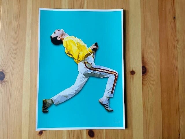 Freddie Mercury Print-Low poly art Freddie Mercury inspired print