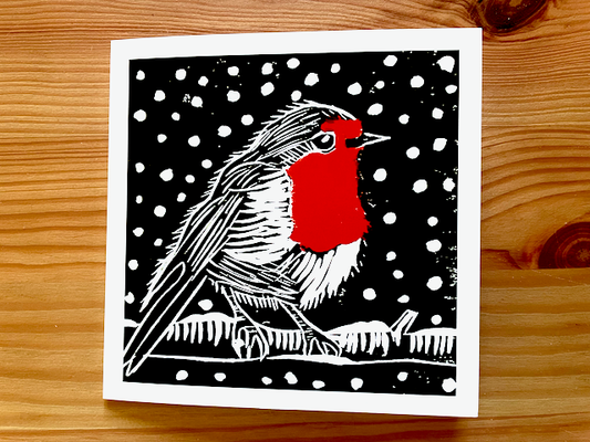 Animals In The Snow -Christmas Card -Single Card and Envelope
