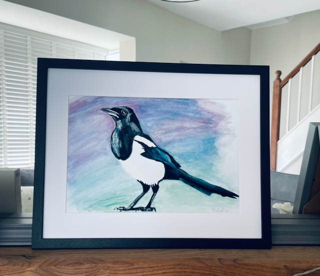 Magpie-Watercolour Print