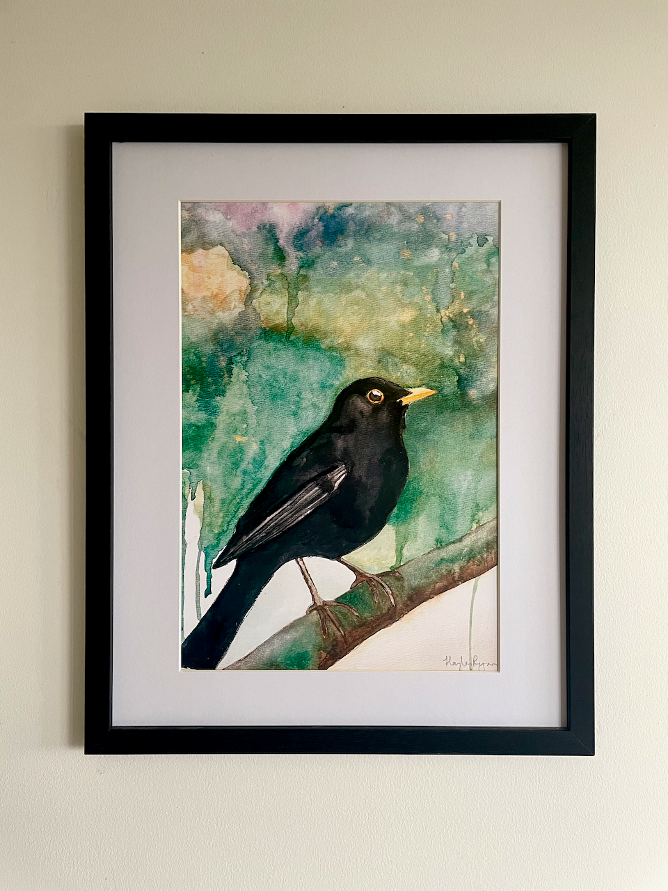 Blackbird Print-Blackbird Watercolour Print
