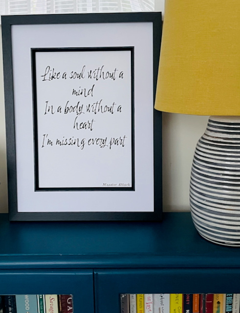 Unfinished Sympathy Print -Massive Attack Inspired Lyric Print
