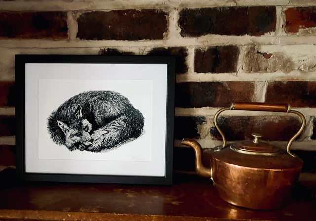 Fox Print-Fox Ballpoint Pen Drawing Print