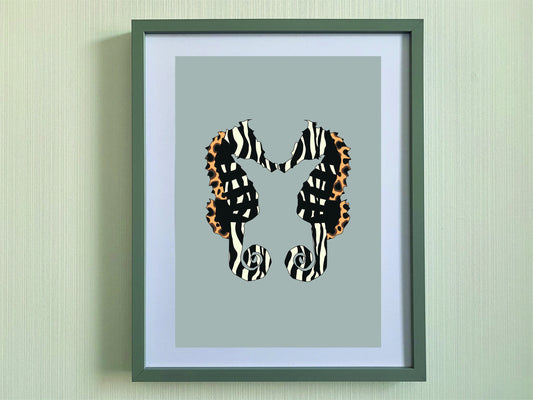Seahorse Print -Zebra Print Grey