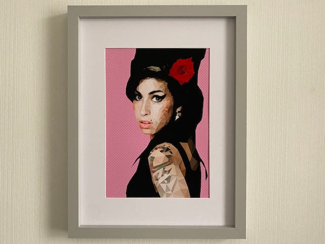 Amy Winehouse Print-Low Poly Art Portrait