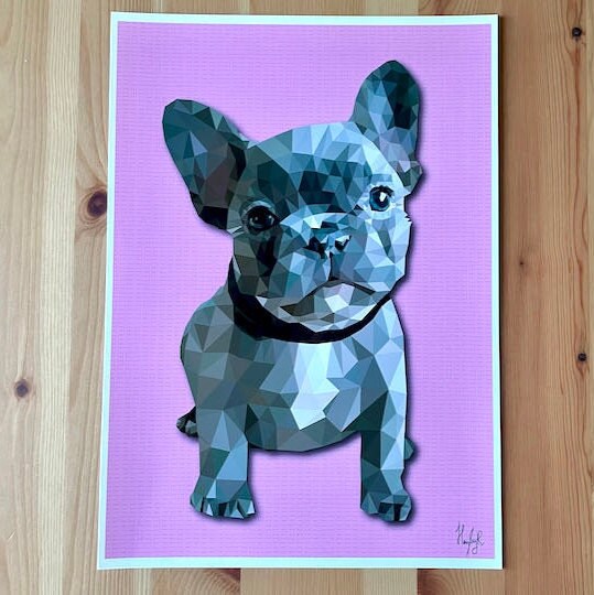 French Bulldog Print- Frenchie Low Poly Art Style Print