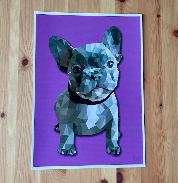 French Bulldog Print- Frenchie Low Poly Art Style Print