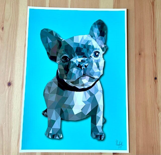 French Bulldog Print- Frenchie Low Poly Art Style Print