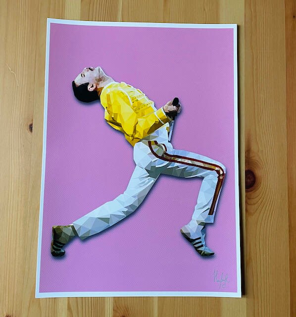 Freddie Mercury Print-Low poly art Freddie Mercury inspired print